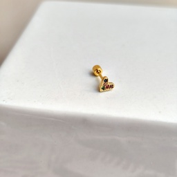 Pendiente Circonita Corazón Dorado (Rosca)