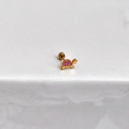 Pendiente Tortuga Rosa Dorado (Rosca)