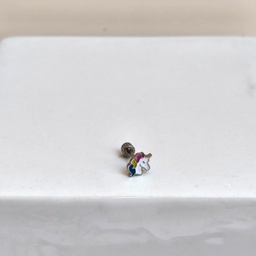 Pendiente Unicornio Plateado (Rosca)