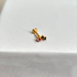 Pendiente Circonita Geo Colores Dorado (Rosca)