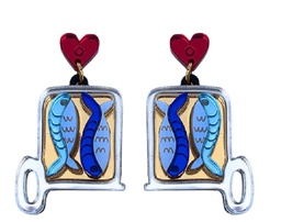 Pendientes Lata Sardinas Corazón Metacrilato