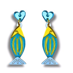 Pendientes Pez Azul Corazón Metacrilato