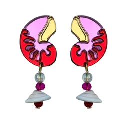 Pendientes Caracola Roja Metacrilato