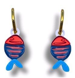 Pendientes Aros Pez Rojo Metacrilato