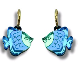 Pendientes Aros Pez Azul Metacrilato