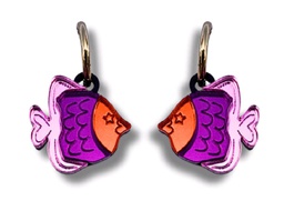 Pendientes Aros Pez Morado Metacrilato