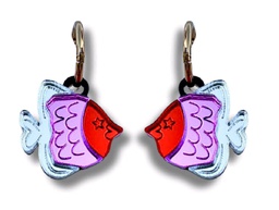 Pendientes Aros Pez Rosa Metacrilato