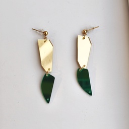 Pendientes Metacrilato Abstract Dorado Verde