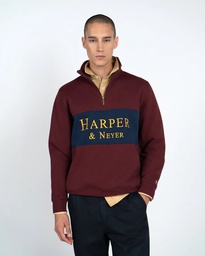 Sudadera Half Zipper Maryland Rich Burgundy - Harper &amp; Neyer