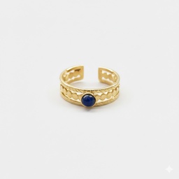 Anillo Siena Piedra Azul (Dorado)